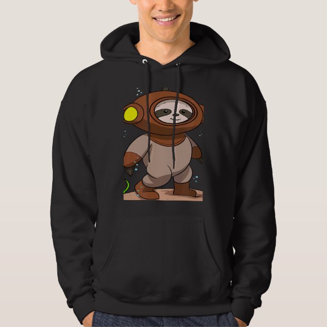 Scuba Diving Snorkeling Sloth Lazy Tired Dive Slee Hoodie (Front)