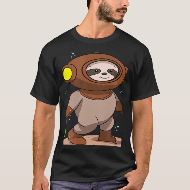 Scuba Diving Snorkeling Sloth Lazy Tired Dive Slee T-Shirt (Front)
