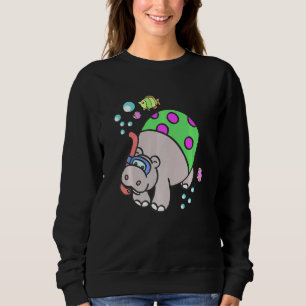 Scuba Diving Snorkelling Hippo Colourful Fishes Fr Sweatshirt