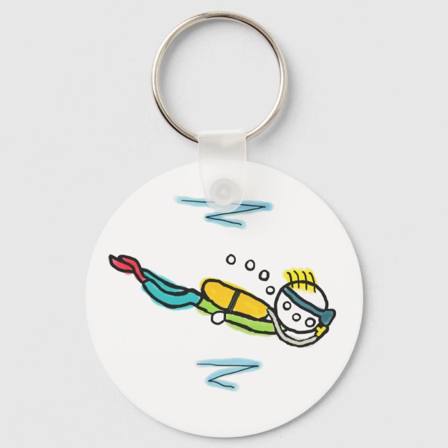 Scuba Diving Stickman Key Ring (Front)