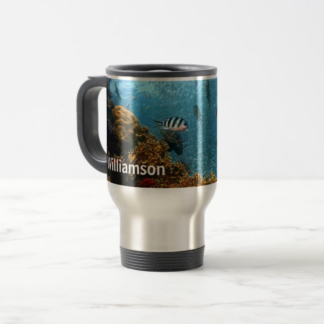Scuba Diving Underwater Scene Diver personalise Travel Mug (Front Left)