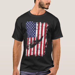 Scuba Diving USA Flag Diver  Freediving T-Shirt