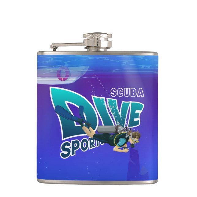 Scuba Diving | Vinyl Wrapped Hip Flask (Front)