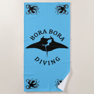 Scuba Diving With Manta Rays At Bora Bora Beach Towel