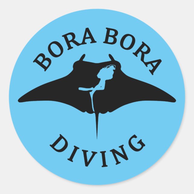 Scuba Diving With Manta Rays At Bora Bora Classic Round Sticker (Front)