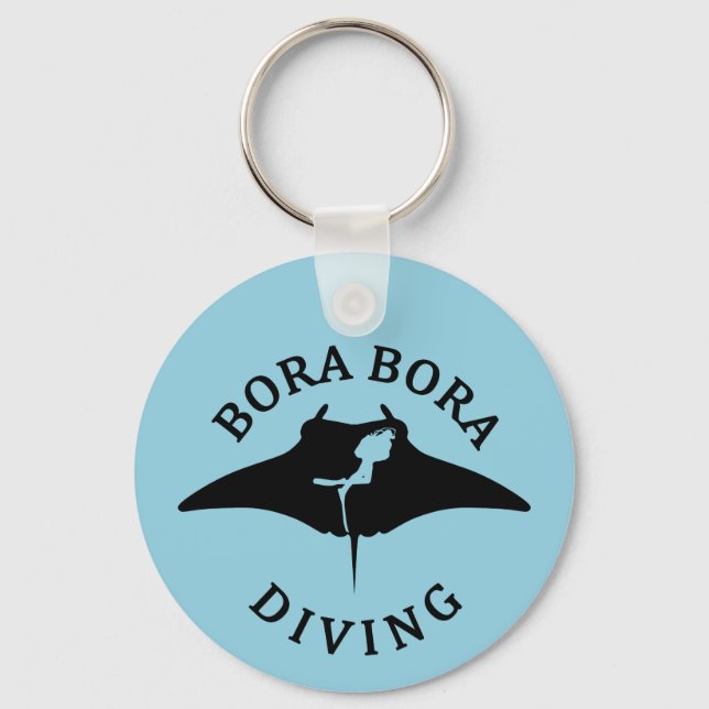 Scuba Diving With Manta Rays At Bora Bora Key Ring (Front)