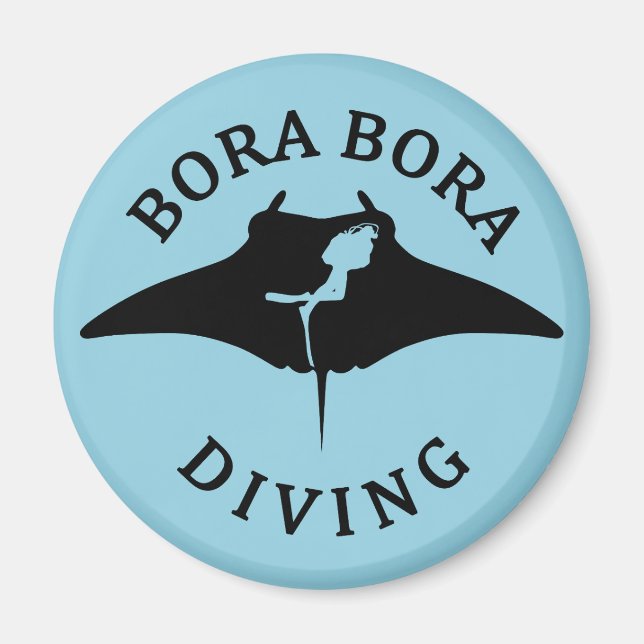 Scuba Diving With Manta Rays At Bora Bora Magnet (Front)
