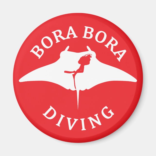 Scuba Diving With Manta Rays At Bora Bora Magnet (Front)
