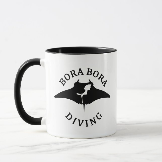 Scuba Diving With Manta Rays At Bora Bora Mug (Left)