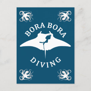 Scuba Diving With Manta Rays At Bora Bora Postcard