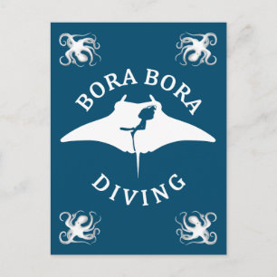 Scuba Diving With Manta Rays At Bora Bora Postcard
