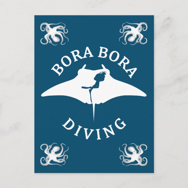 Scuba Diving With Manta Rays At Bora Bora Postcard (Front)