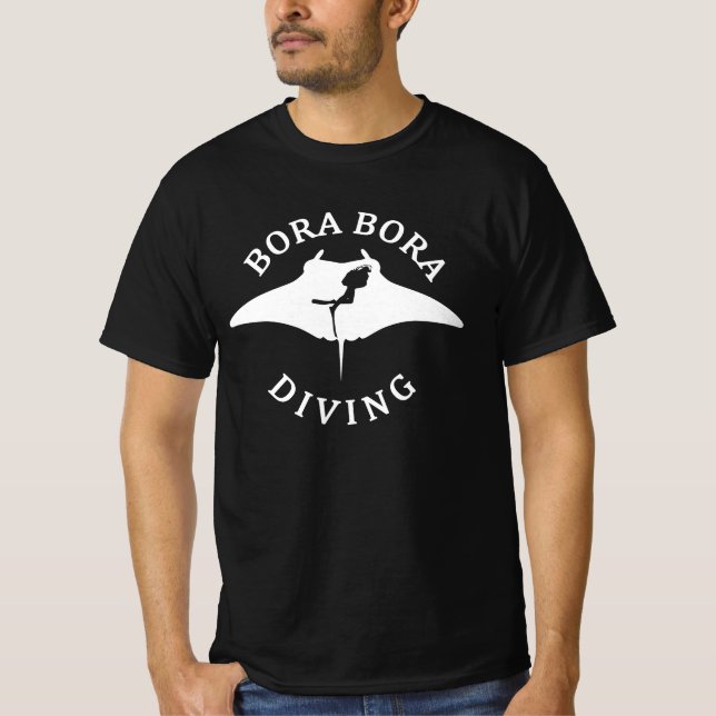 Scuba Diving With Manta Rays At Bora Bora T-Shirt (Front)