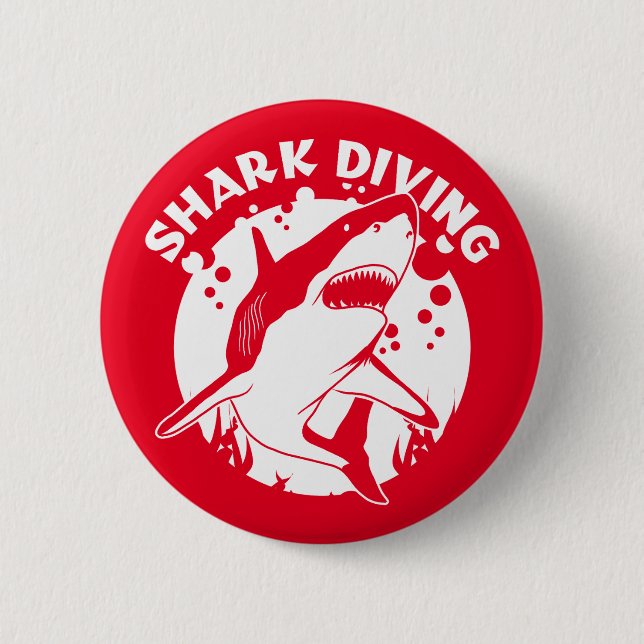 Scuba Diving With Sharks 6 Cm Round Badge (Front)