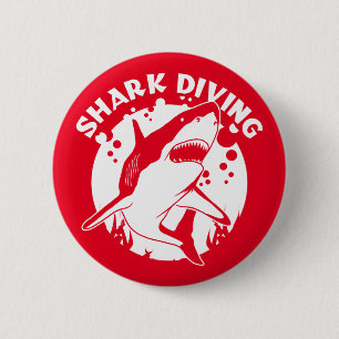 Scuba Diving With Sharks 6 Cm Round Badge