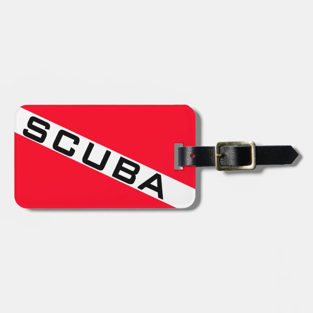 SCUBA FLAG. RED SCUBA FLAG LUGGAGE TAG (Front Horizontal)