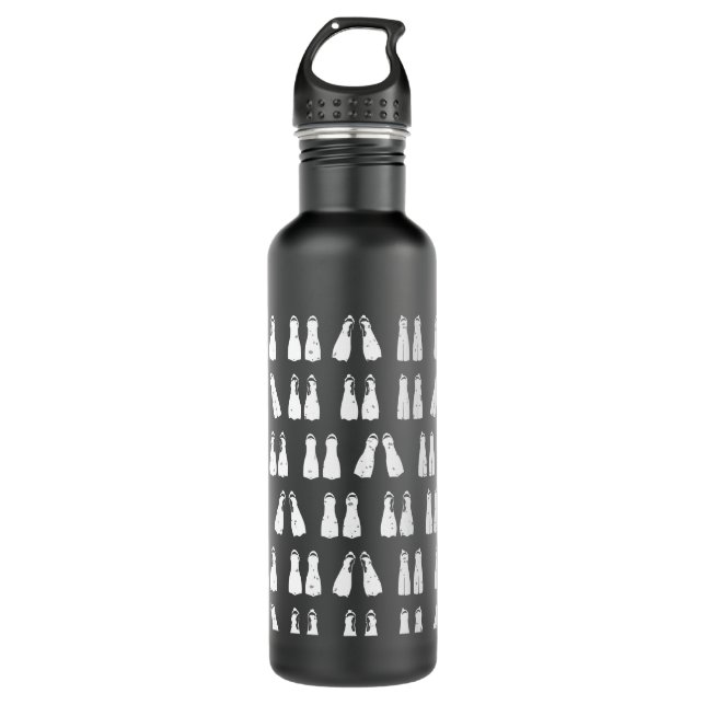 Scuba Flippers Black and White Pattern 710 Ml Water Bottle (Front)