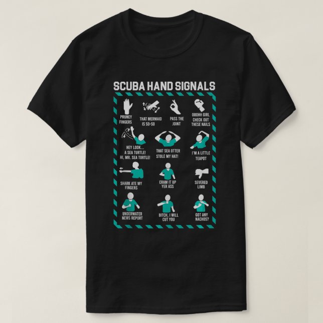 Scuba Hand Signals Team Diver Hand Sign Funny Dive T-Shirt (Design Front)