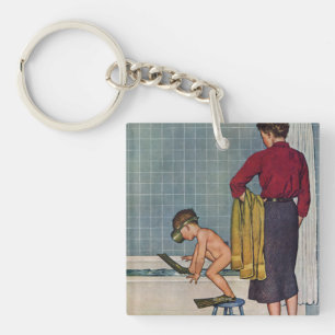 Scuba in the Tub Key Ring