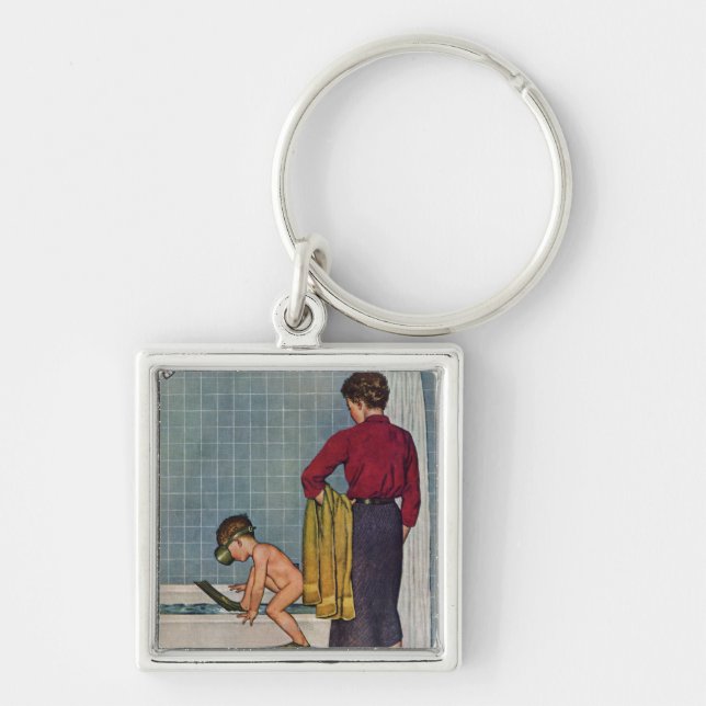 Scuba in the Tub Key Ring (Front)