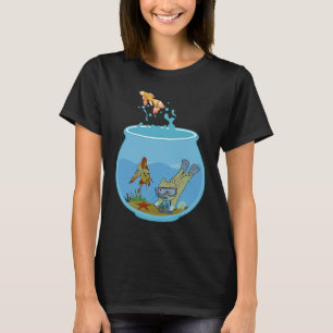 Scuba Kitty Snorkelling In Goldfish Bowl Cat T-Shirt