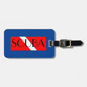 SCUBA LUGGAGE TAG DIVING RED FLAG / NITROX blue