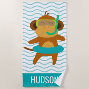 Scuba Monkey Personalised Beach Towel