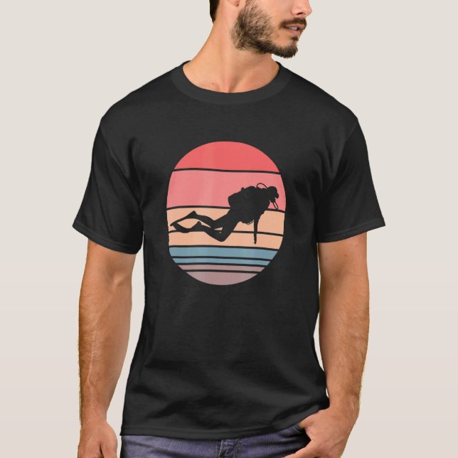 Scuba Retro Sunset Scuba Diving T-Shirt (Front)