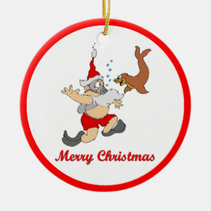 Scuba Santa Ceramic Tree Decoration