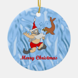 Scuba Santa Ceramic Tree Decoration