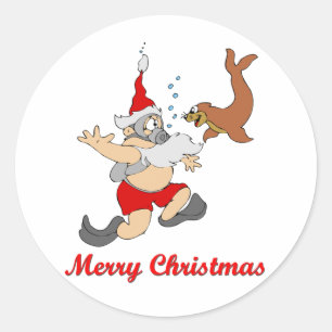 Scuba Santa Sticker