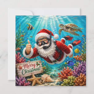 Scuba Santa Underwater Christmas Holiday Card
