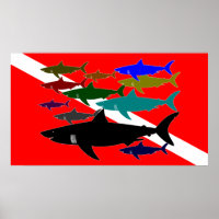 Scuba / Sharks Poster