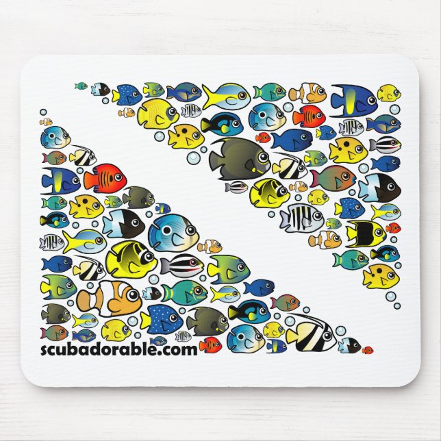 Scubadorable Diver Down Flag Mouse Mat (Front)