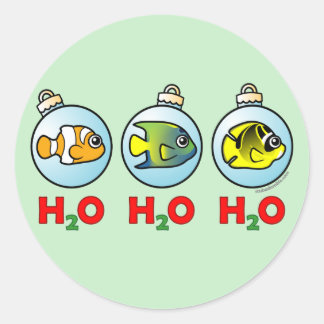 Scubadorable H2O H2O H2O Classic Round Sticker