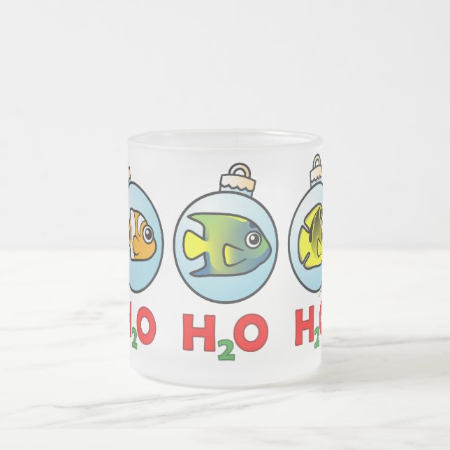 Scubadorable H2O H2O H2O Frosted Glass Coffee Mug (Center)