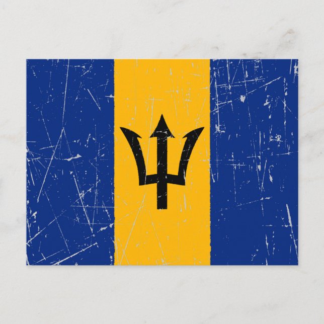 Scuffed and Scratched Barbados Flag Postcard (Front)