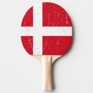 Scuffed and Scratched Danish Flag Ping Pong Paddle