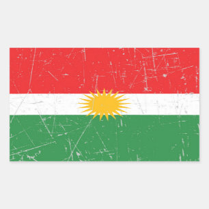 Scuffed and Scratched Kurdish Flag Rectangular Sticker