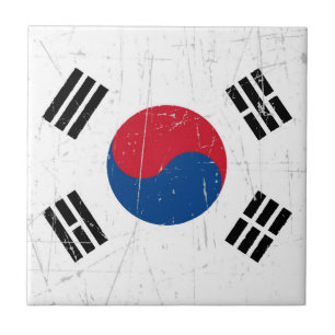 Scuffed and Scratched South Korean Flag Tile