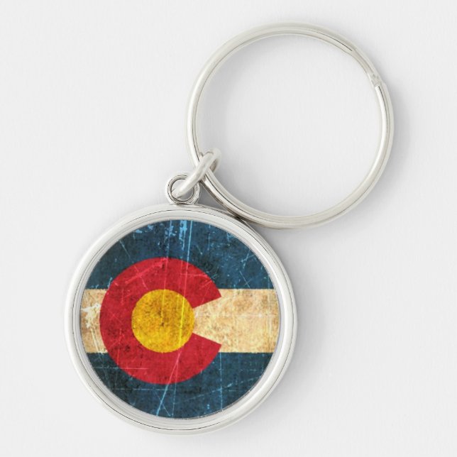Scuffed and Worn Colorado Flag Key Ring (Front)
