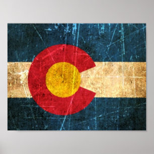 Scuffed and Worn Colorado Flag Poster