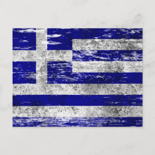 Scuffed and Worn Greek Flag Postcard