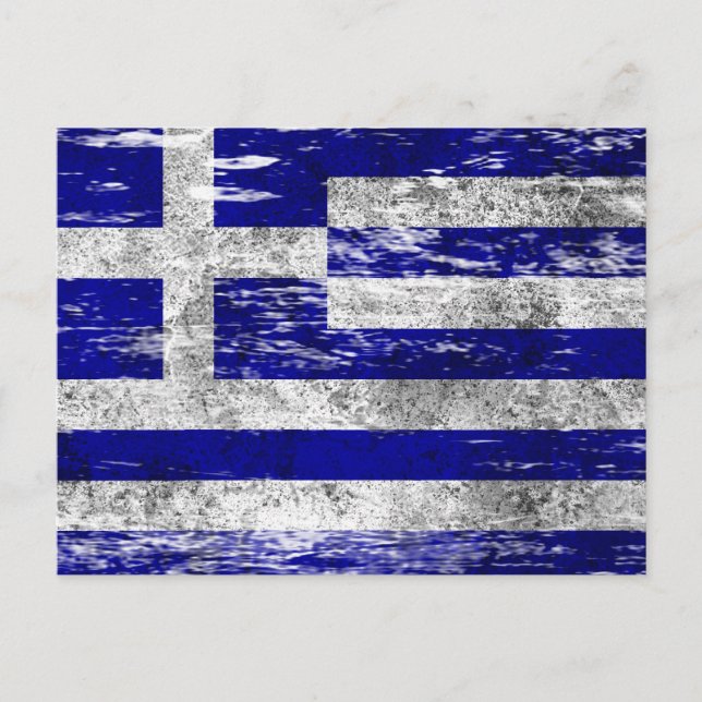Scuffed and Worn Greek Flag Postcard (Front)
