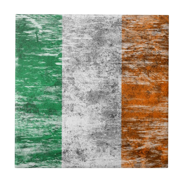 Scuffed and Worn Irish Flag Tile (Front)