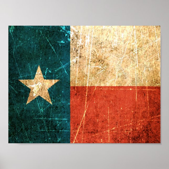 Scuffed and Worn Texas Flag Poster (Front)