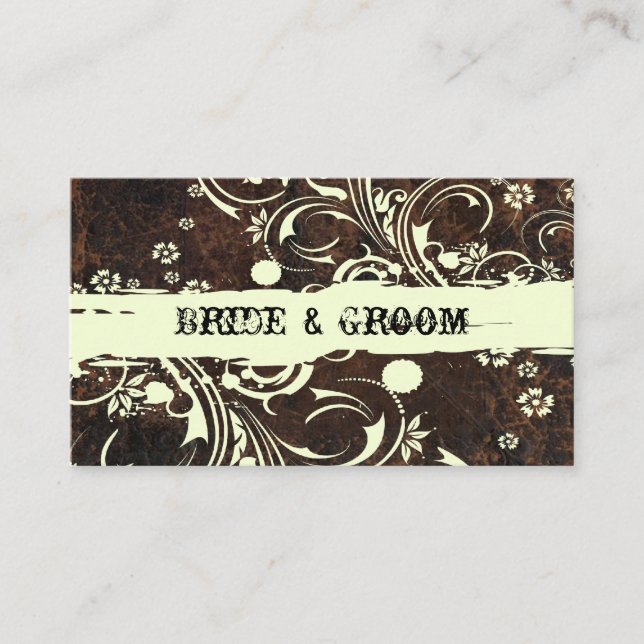 Scuffed Brown Leather Place Cards (Front)