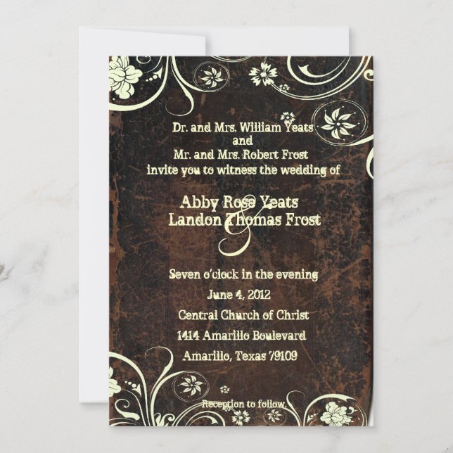 Scuffed Leather Look Wedding Invitation (Front)
