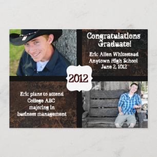 Scuffed Leather Photo Graduation Announcement
