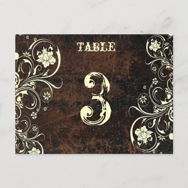 Scuffed Leather Table Number Card (Cream, flat) (Front)
